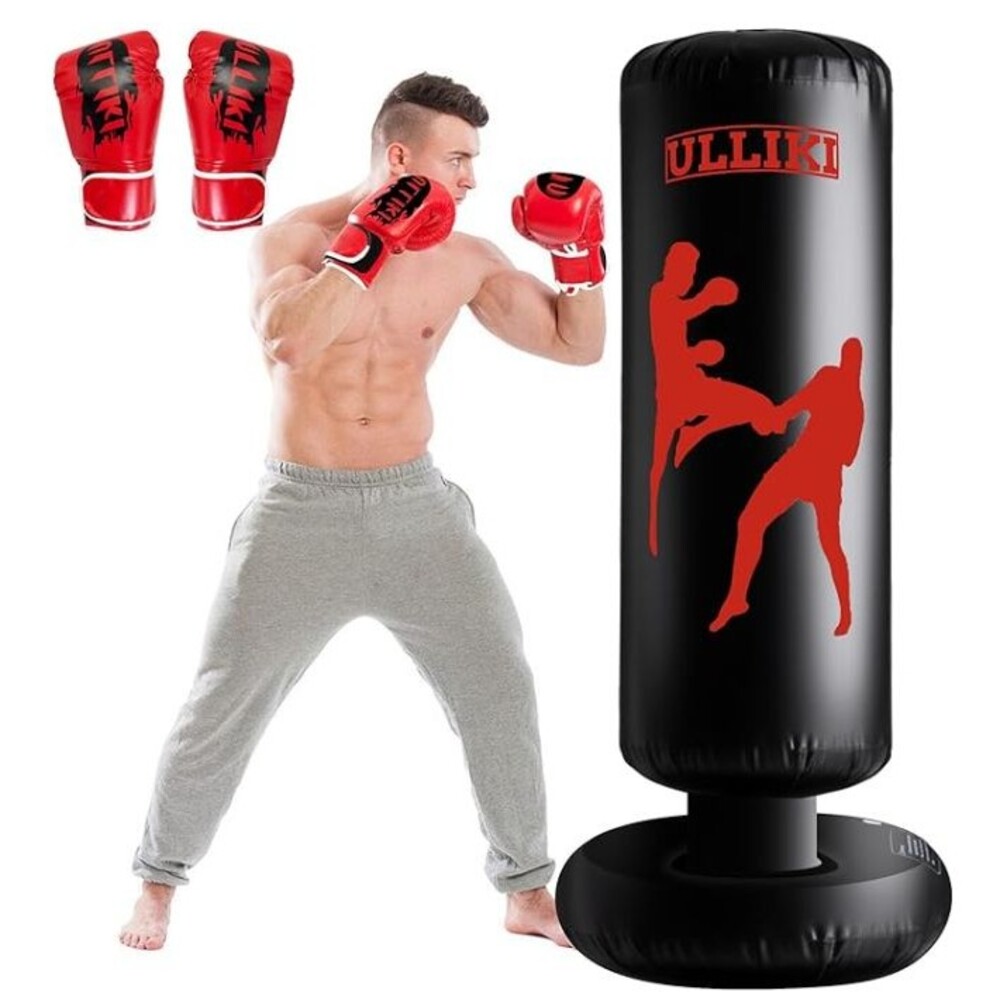 Freestanding Punching Bag w Stand & Gloves Kickboxing Boxing Adult